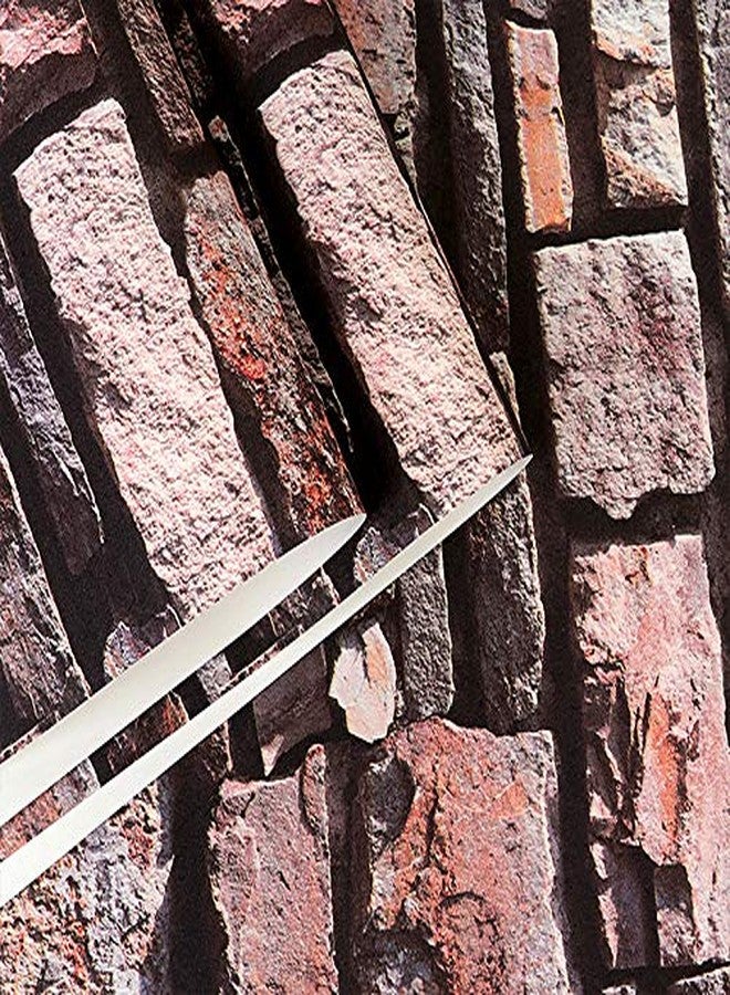 Eurotex Non - Adhesive Textured PVC 3D Stone Brick Wallpaper roll for Walls Home Renovation (57sqft/ Per roll) - 21101 - Image 2